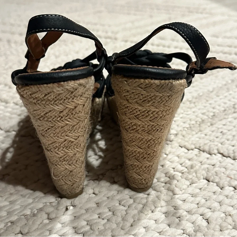 Black Braided Wedge Sandals - Picture 4 of 6